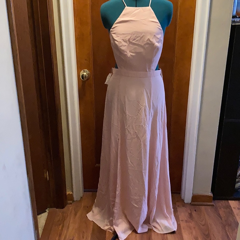 Pink strappy backless gown